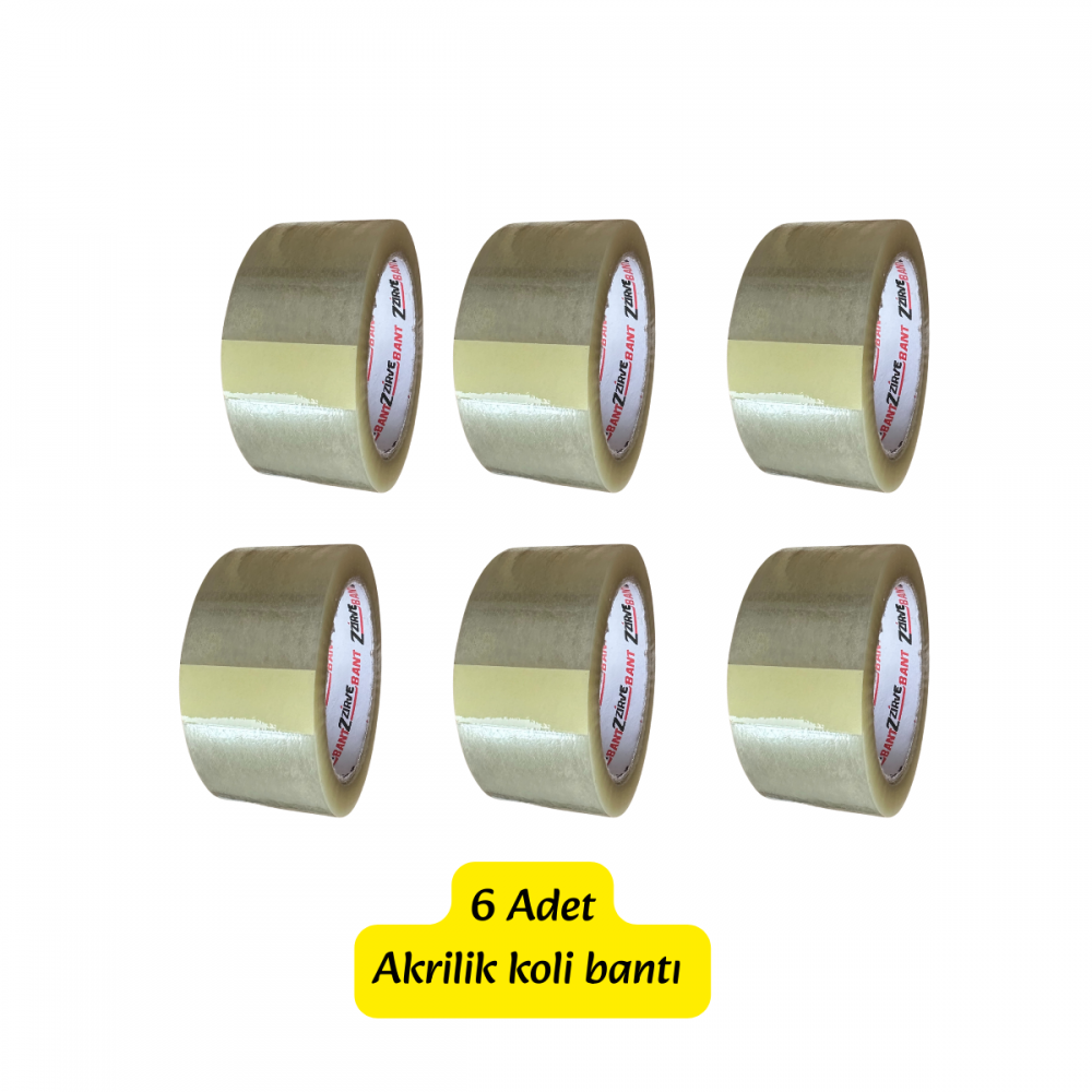6 adet 45x100mt akrilik koli bandı akrilik kopmaz koli bantı ambalaj bantı şeffaf