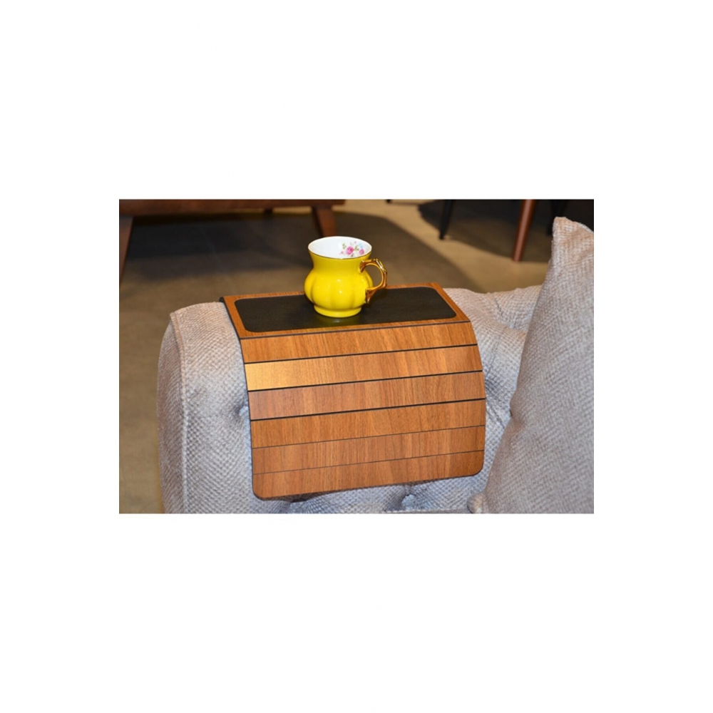 Ceviz Renk Koltuk kanepe pratik kenar kolluk sehpası portatif ahşap sehpa