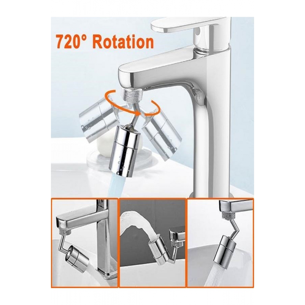 720 Derece Paslanmaz 2 Fonksiyonlu, Oynar Başlıklı Tasarruflu Tazyik Yapıcı Musluk Ucu Uzatıcı
