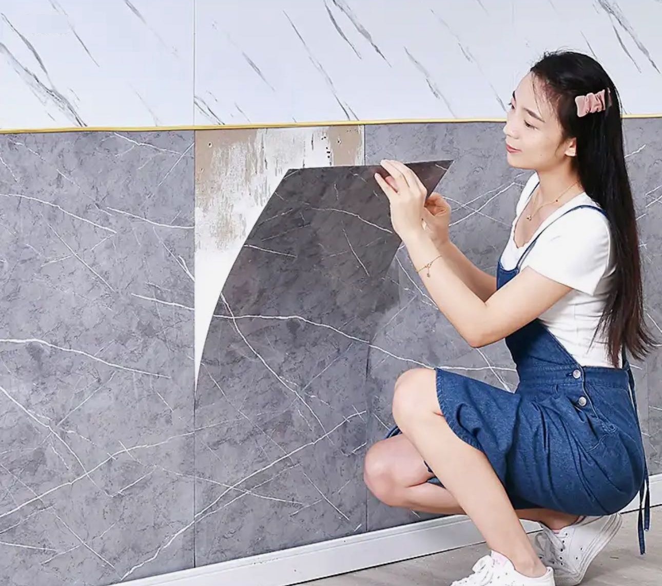 GRİ MERMER DESEN PVC DUVAR KAPLAMA 30*60CM 6 ADET