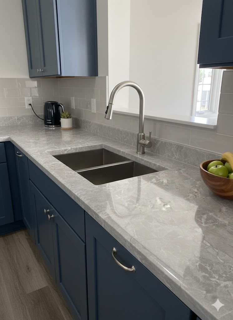 Avrupa gri mermer Desenli Mutfak Tezgah Üstü Fayans Kaplama Yapışkanlı Folyo 5 Metre