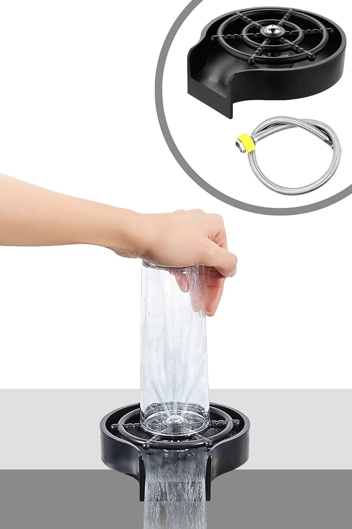 Yüksek Basınçlı Otomatik Bardak Yıkama Aparatı Mutfak Lavaboları Için Hızlı Kupa Durulayıcı bardak yıkama