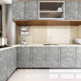 Avrupa gri mermer Desenli Mutfak Tezgah Üstü Fayans Kaplama Yapışkanlı Folyo 5 Metre