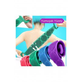Banyo Sırt Kesesi Çift Taraflı Silikon Duş Lifi Fırçası 70 Cm
