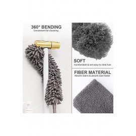 3 Farklı Başlıklı Mikrofiber Anti-statik Bükülebilir Teleskopik Köşe Bucak Toz Alma Püskülü tozalmaseti