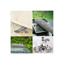 3 Farklı Başlıklı Mikrofiber Anti-statik Bükülebilir Teleskopik Köşe Bucak Toz Alma Püskülü tozalmaseti